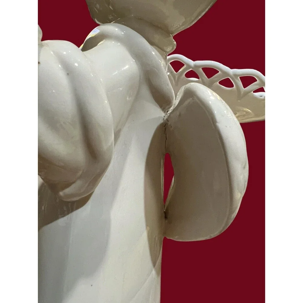 Vintage Ceramic Angel Double Candle Holder - 13” Tall by 9